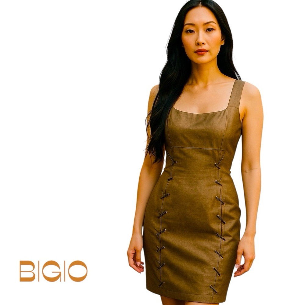 BIGIO Collection Metallic Gold Sleeveless Dress NWOT Size 10